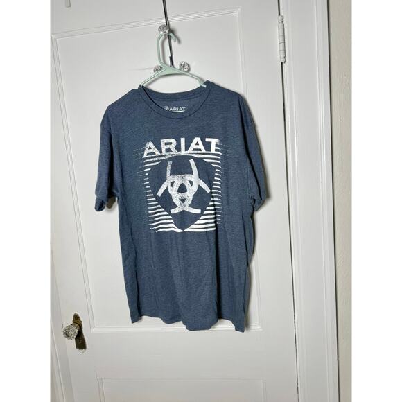 Ariat Navy Blue Short Sleeve Crewneck Shield Logo Cotton Graphic T-shirt XL - Picture 1 of 6